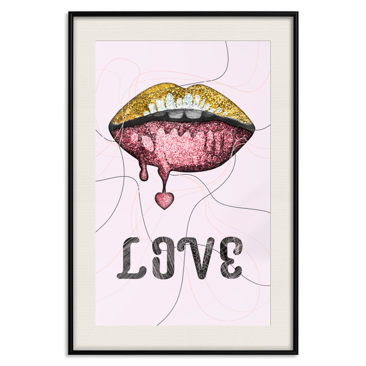 Poster Fluid Lips - glittery lips and English text on a pastel background 125450 additionalImage 18