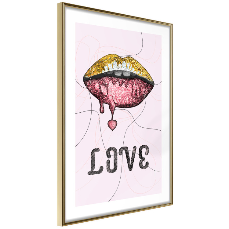 Poster Fluid Lips - glittery lips and English text on a pastel background 125450 additionalImage 8