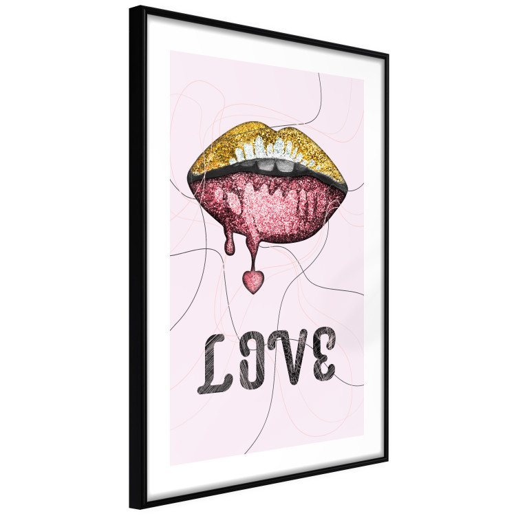 Poster Fluid Lips - glittery lips and English text on a pastel background 125450 additionalImage 11