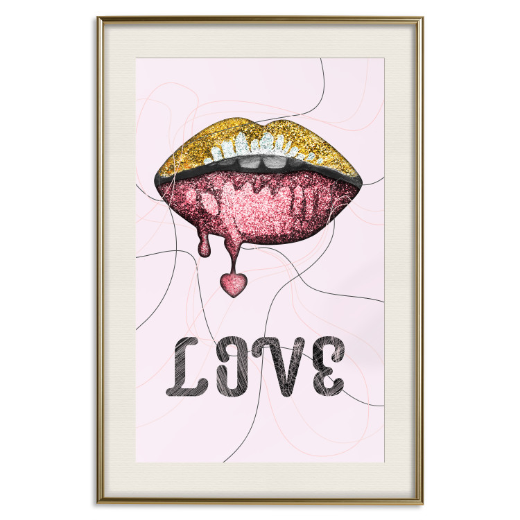 Poster Fluid Lips - glittery lips and English text on a pastel background 125450 additionalImage 19