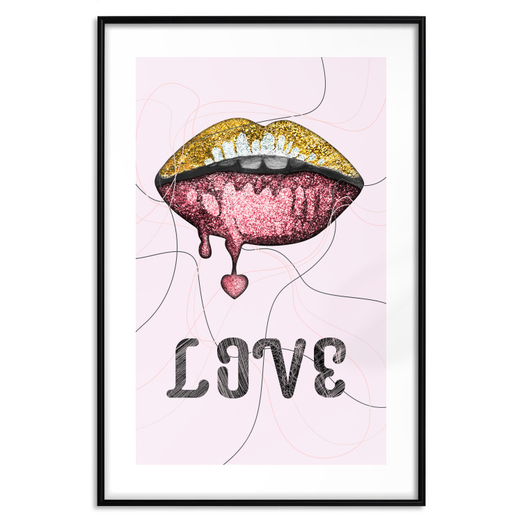 Poster Fluid Lips - glittery lips and English text on a pastel background 125450 additionalImage 17