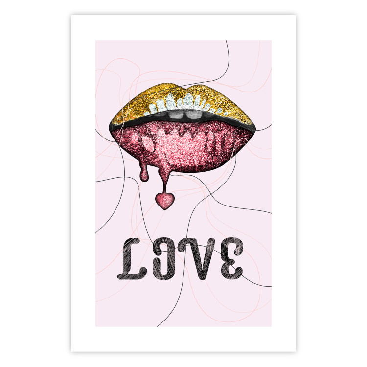 Poster Fluid Lips - glittery lips and English text on a pastel background 125450 additionalImage 25