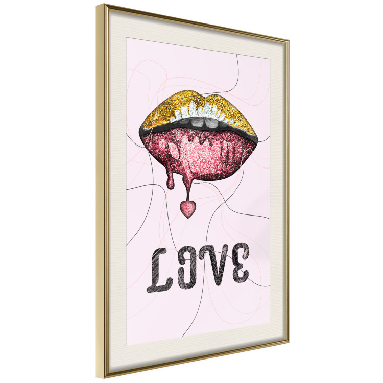 Poster Fluid Lips - glittery lips and English text on a pastel background 125450 additionalImage 2