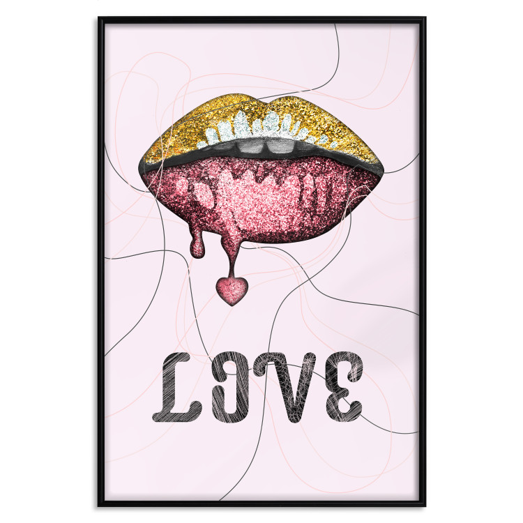 Poster Fluid Lips - glittery lips and English text on a pastel background 125450 additionalImage 24
