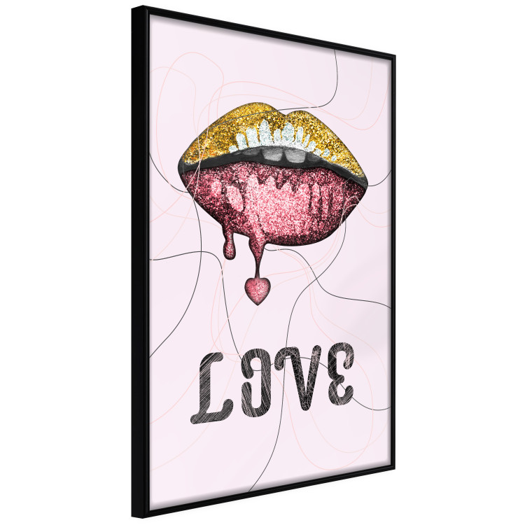 Poster Fluid Lips - glittery lips and English text on a pastel background 125450 additionalImage 10