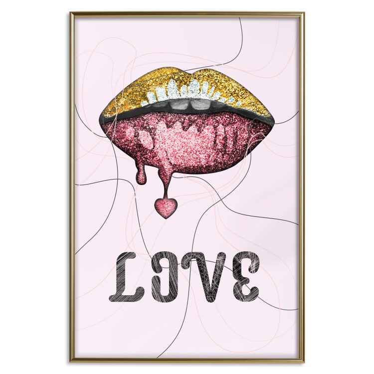 Poster Fluid Lips - glittery lips and English text on a pastel background 125450 additionalImage 20