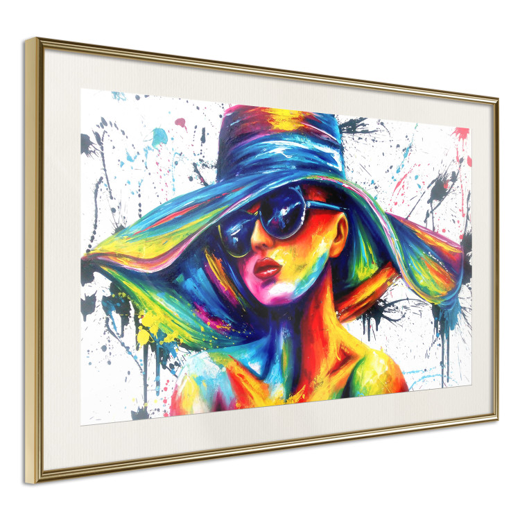Wall Poster Sunny Day - abstract and multicolored woman on a white background 127050 additionalImage 3