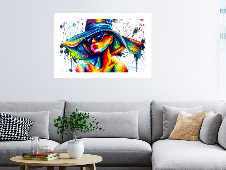 Wall Poster Sunny Day - abstract and multicolored woman on a white background 127050 additionalImage 3
