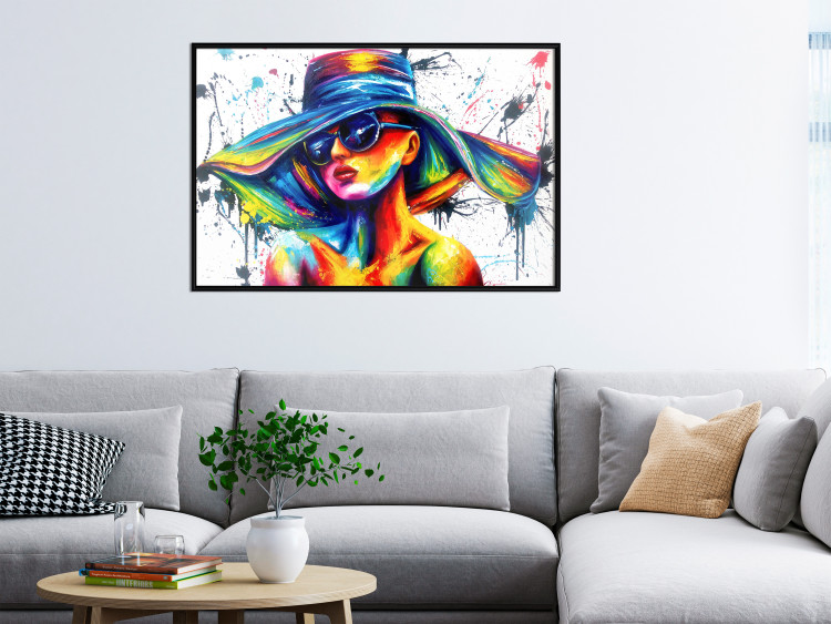 Wall Poster Sunny Day - abstract and multicolored woman on a white background 127050 additionalImage 4