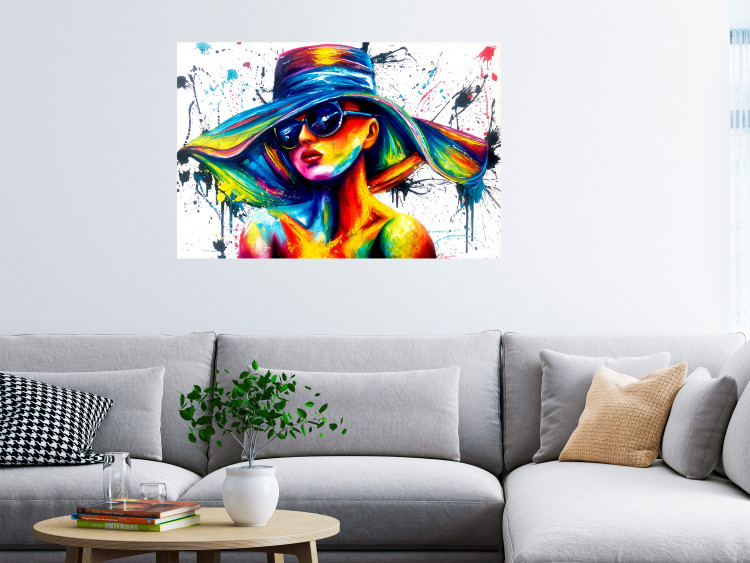 Wall Poster Sunny Day - abstract and multicolored woman on a white background 127050 additionalImage 2