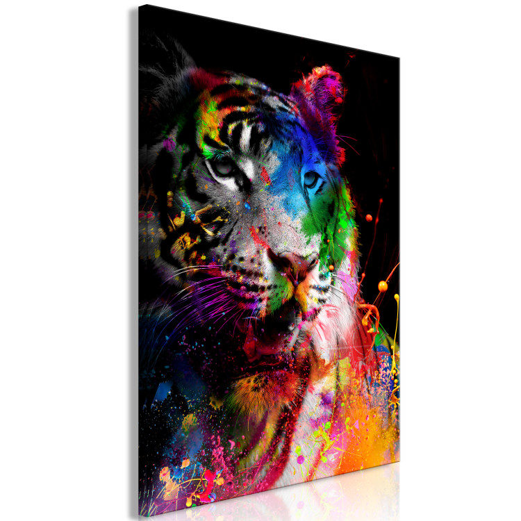 Canvas Art Print Bengal Tiger (1-part) vertical - abstractly depicted animal 128350 additionalImage 2