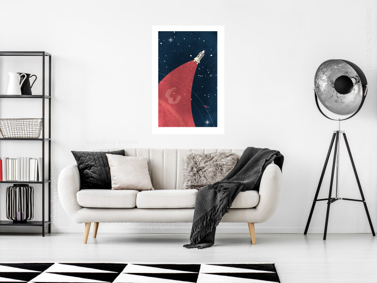 Poster Cosmic Journey - abstraction with a rocket against a starry sky 129150 additionalImage 3