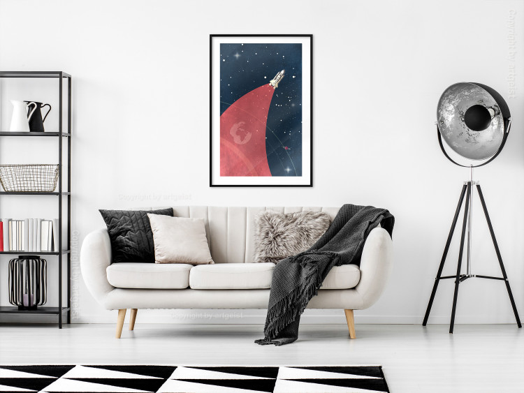 Poster Cosmic Journey - abstraction with a rocket against a starry sky 129150 additionalImage 18