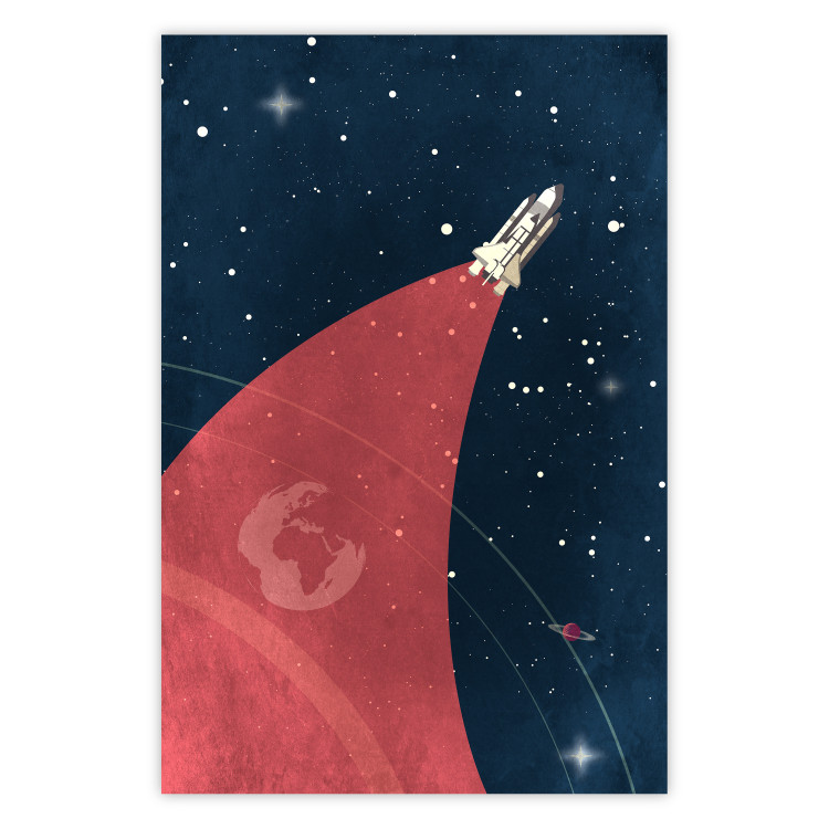 Poster Cosmic Journey - abstraction with a rocket against a starry sky 129150