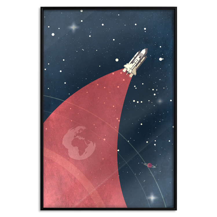 Poster Cosmic Journey - abstraction with a rocket against a starry sky 129150 additionalImage 18