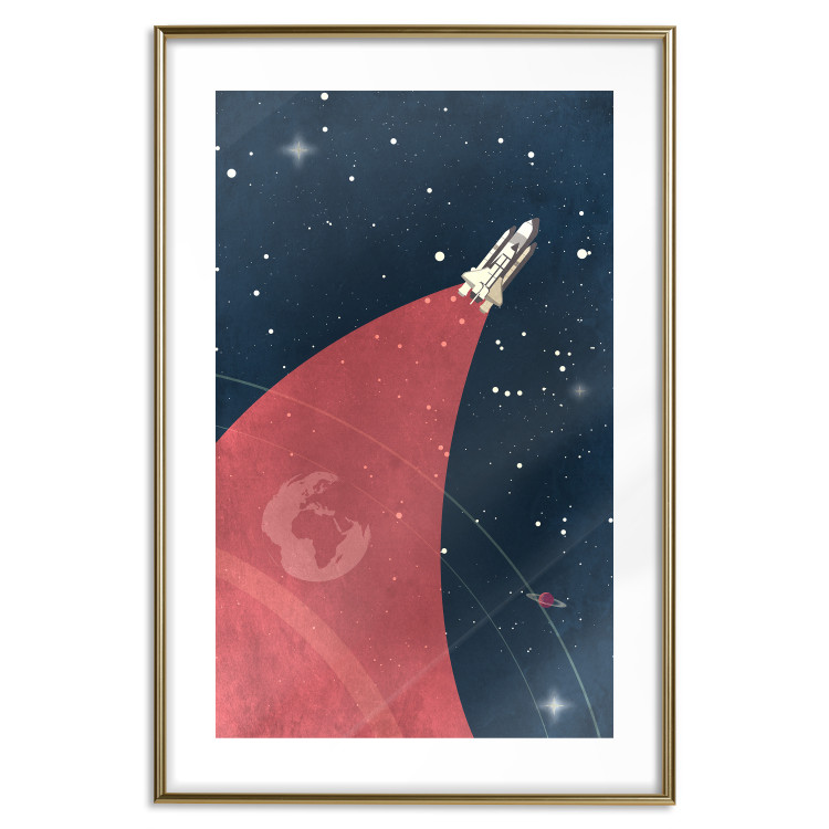 Poster Cosmic Journey - abstraction with a rocket against a starry sky 129150 additionalImage 14