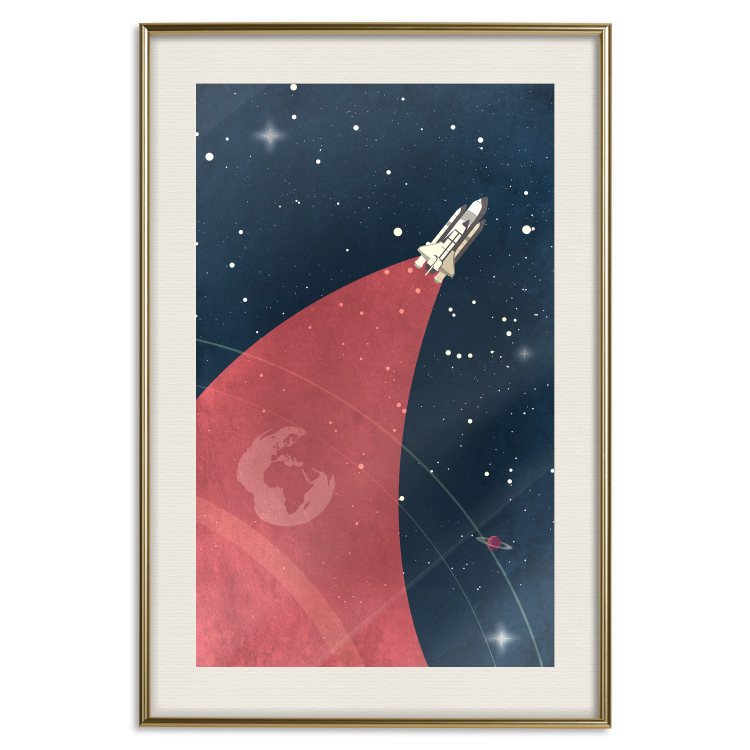 Poster Cosmic Journey - abstraction with a rocket against a starry sky 129150 additionalImage 20