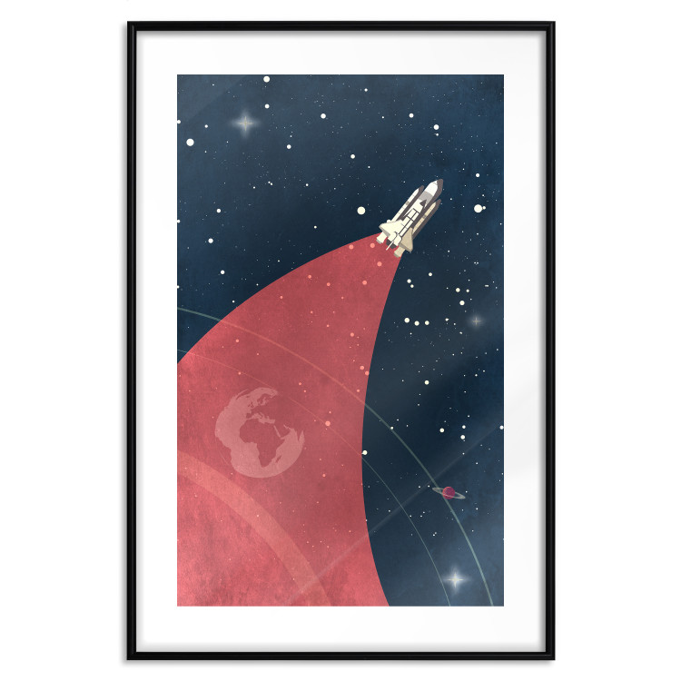 Poster Cosmic Journey - abstraction with a rocket against a starry sky 129150 additionalImage 15