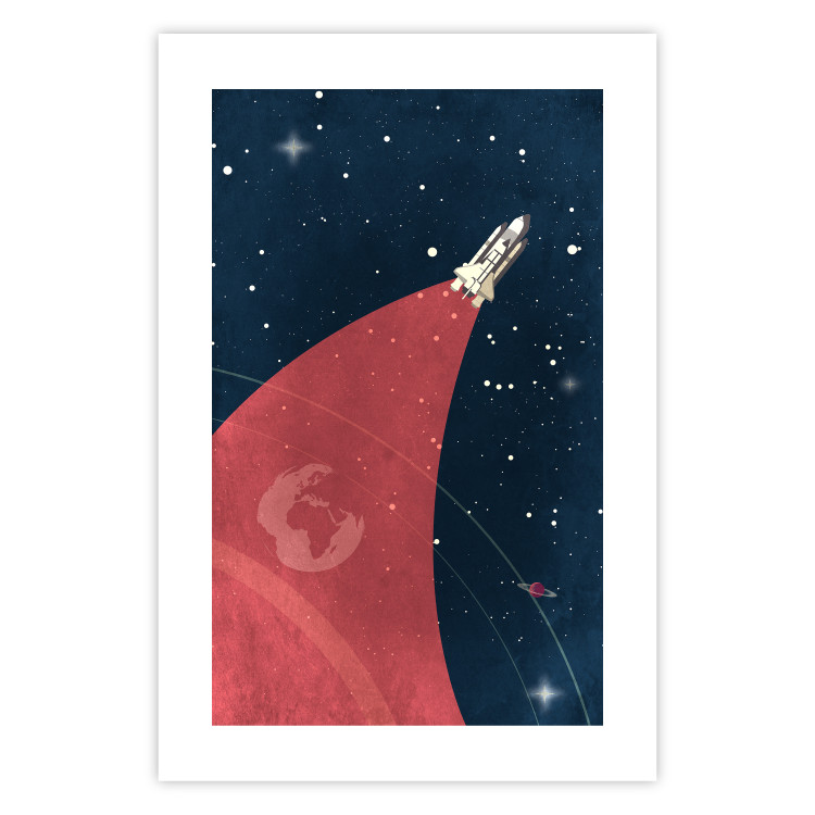 Poster Cosmic Journey - abstraction with a rocket against a starry sky 129150 additionalImage 19