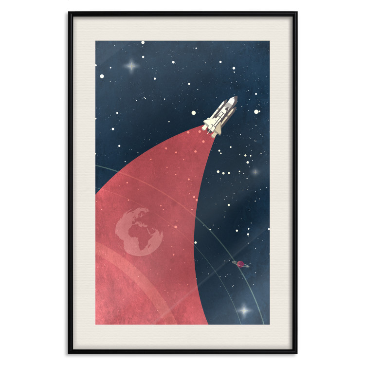 Poster Cosmic Journey - abstraction with a rocket against a starry sky 129150 additionalImage 19