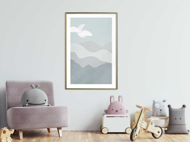 Poster Mysterious Night - mountain landscape with sky, clouds, and moon 130550 additionalImage 13
