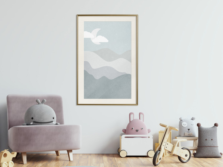 Poster Mysterious Night - mountain landscape with sky, clouds, and moon 130550 additionalImage 19