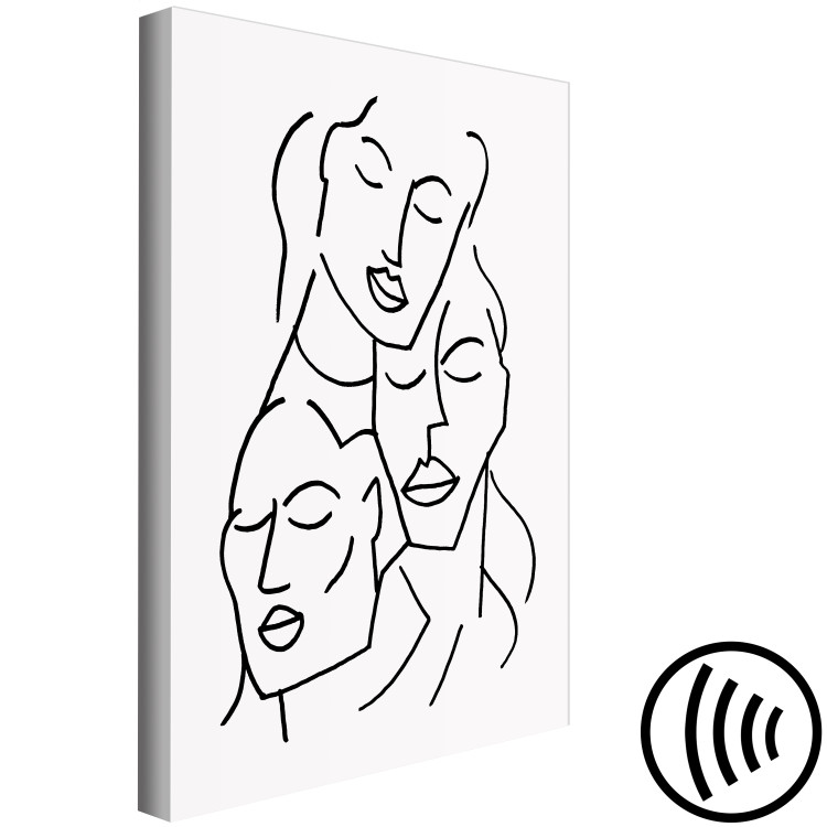 Canvas Print Three Faces (1-piece) Vertical - abstract linear of three faces 130850 additionalImage 6