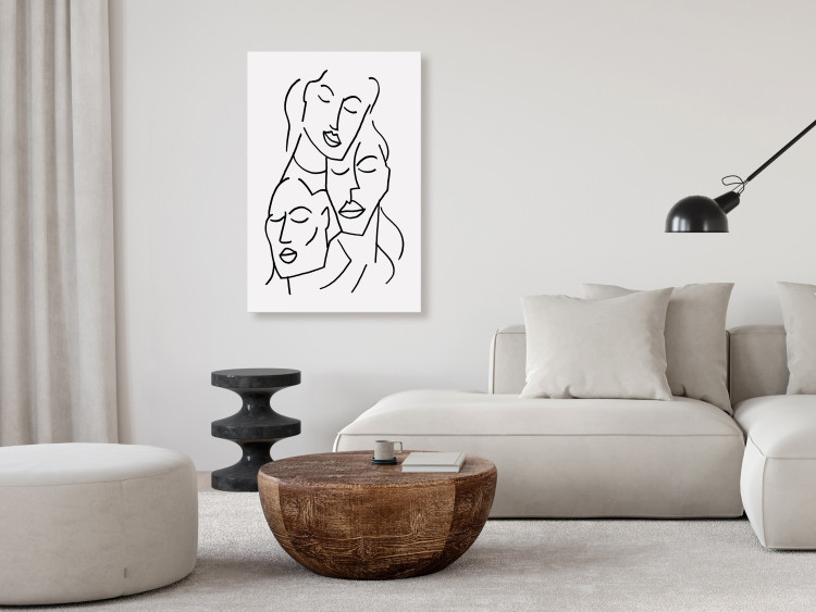 Canvas Print Three Faces (1-piece) Vertical - abstract linear of three faces 130850 additionalImage 3