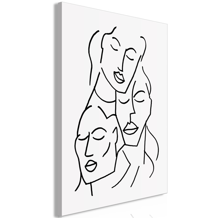 Canvas Print Three Faces (1-piece) Vertical - abstract linear of three faces 130850 additionalImage 2
