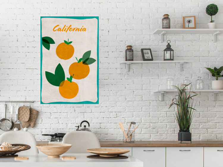 Poster Californian Grove - orange fruits with leaves and text on a light background 131950 additionalImage 2