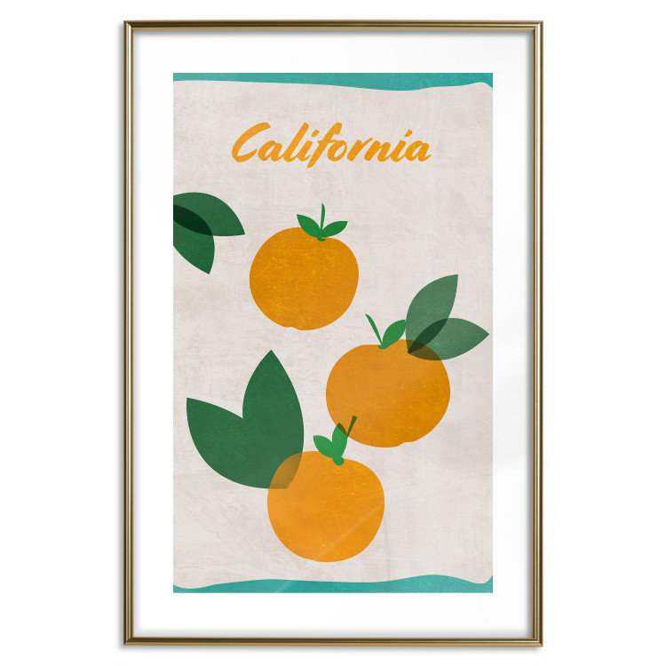 Poster Californian Grove - orange fruits with leaves and text on a light background 131950 additionalImage 14