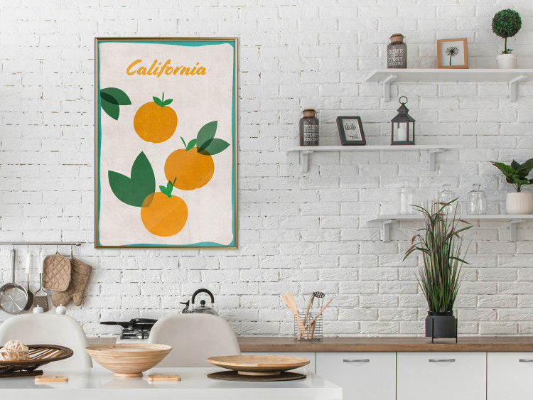 Poster Californian Grove - orange fruits with leaves and text on a light background 131950 additionalImage 7