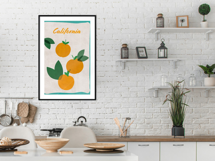 Poster Californian Grove - orange fruits with leaves and text on a light background 131950 additionalImage 23