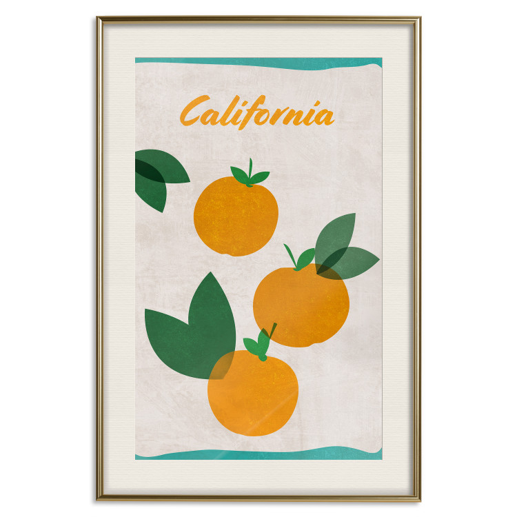 Poster Californian Grove - orange fruits with leaves and text on a light background 131950 additionalImage 20