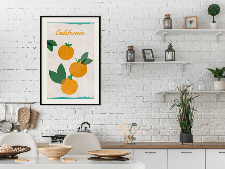 Poster Californian Grove - orange fruits with leaves and text on a light background 131950 additionalImage 24
