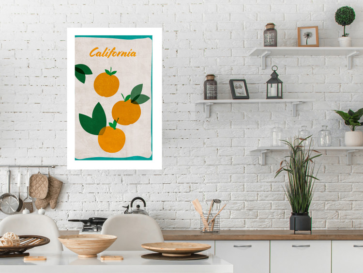 Poster Californian Grove - orange fruits with leaves and text on a light background 131950 additionalImage 5