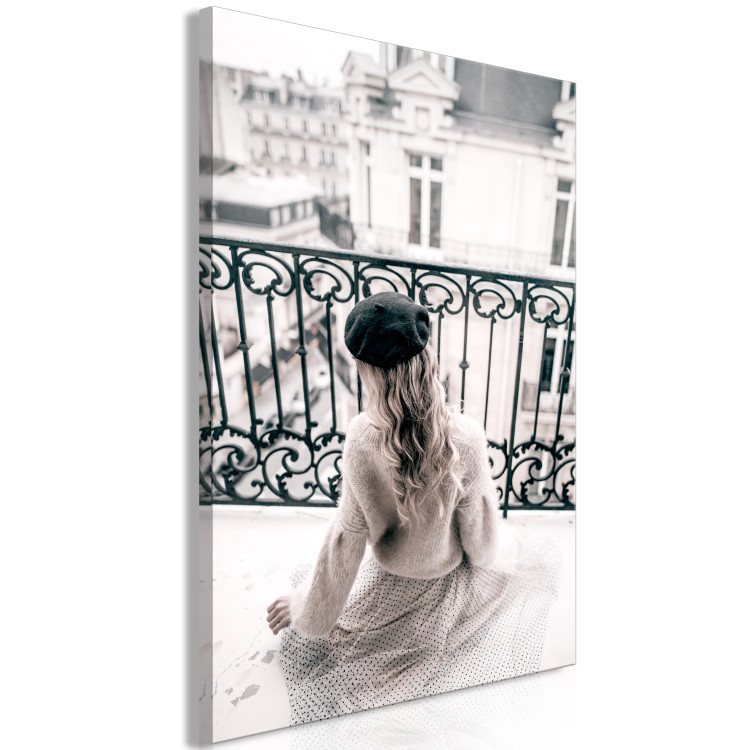 Canvas Art Print May Dream (1-piece) Vertical - woman on a balcony in Paris 132250 additionalImage 2