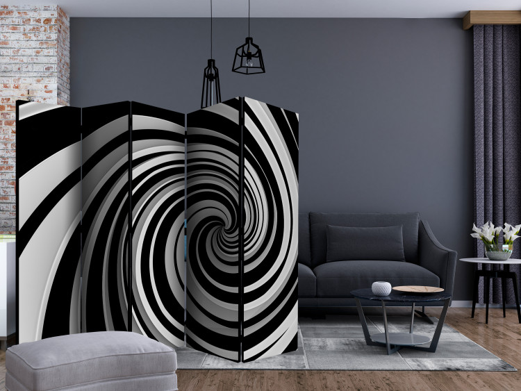 Room Divider Screen Black and white swirl II (5-piece) - black and white abstraction in swirl 132650 additionalImage 4