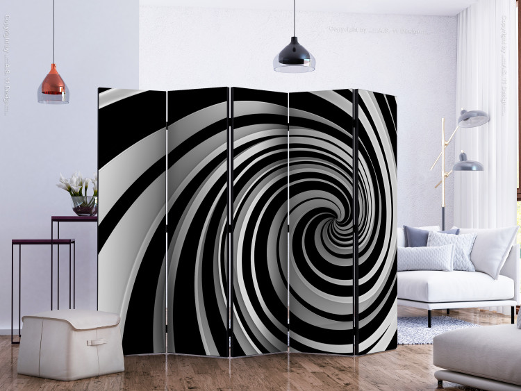 Room Divider Screen Black and white swirl II (5-piece) - black and white abstraction in swirl 132650 additionalImage 2