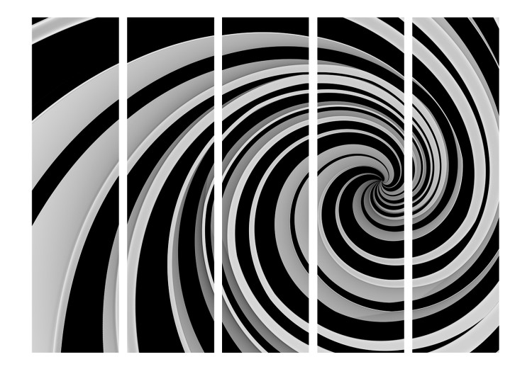 Room Divider Screen Black and white swirl II (5-piece) - black and white abstraction in swirl 132650 additionalImage 3