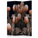 Folding Screen Ladies Among the Flowers (3-piece) - bouquet of pink tulips 132850