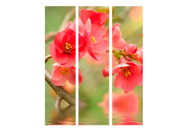 Room Divider Screen Azalea Reflected in the Water - red flower composition above water 133950 additionalImage 3