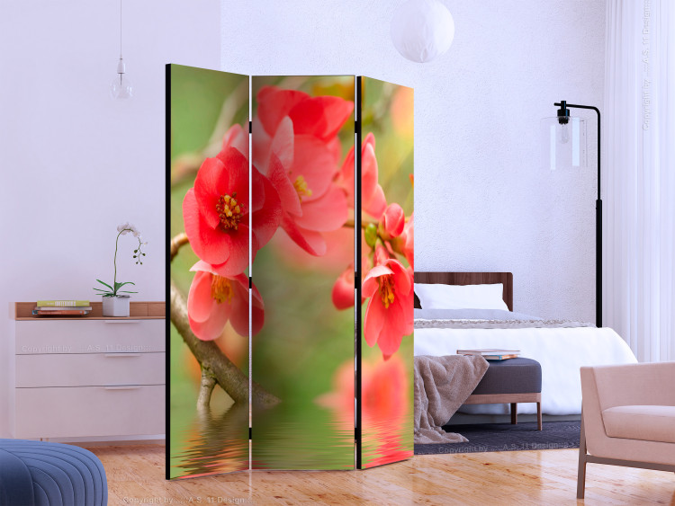 Room Divider Screen Azalea Reflected in the Water - red flower composition above water 133950 additionalImage 2