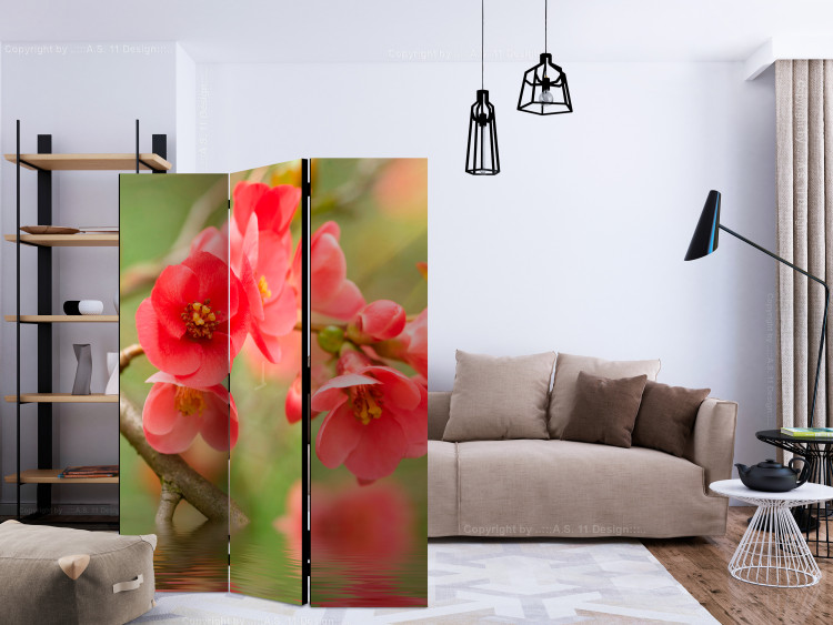 Room Divider Screen Azalea Reflected in the Water - red flower composition above water 133950 additionalImage 4