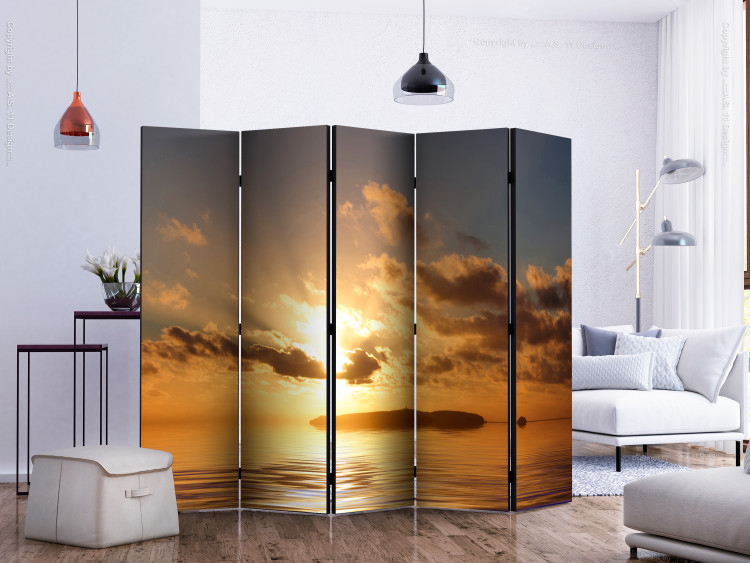 Room Divider Sea - Sunset II (5-piece) - lonely island against the sky 134150 additionalImage 2