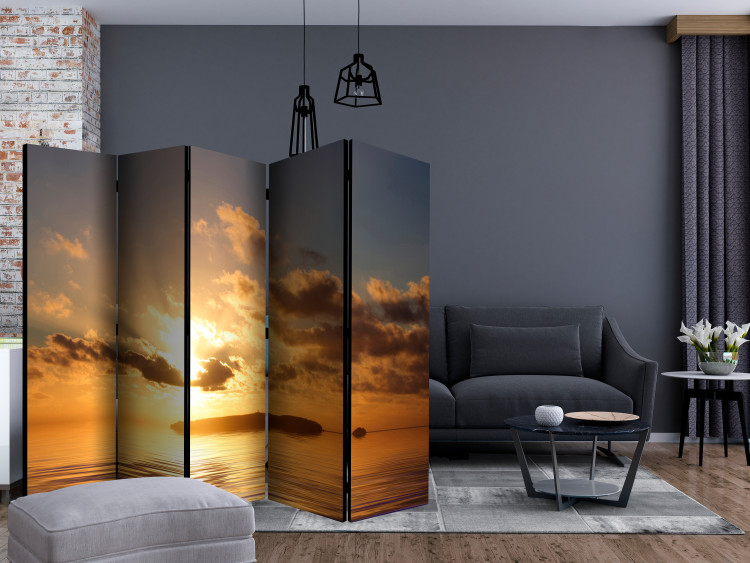 Room Divider Sea - Sunset II (5-piece) - lonely island against the sky 134150 additionalImage 4