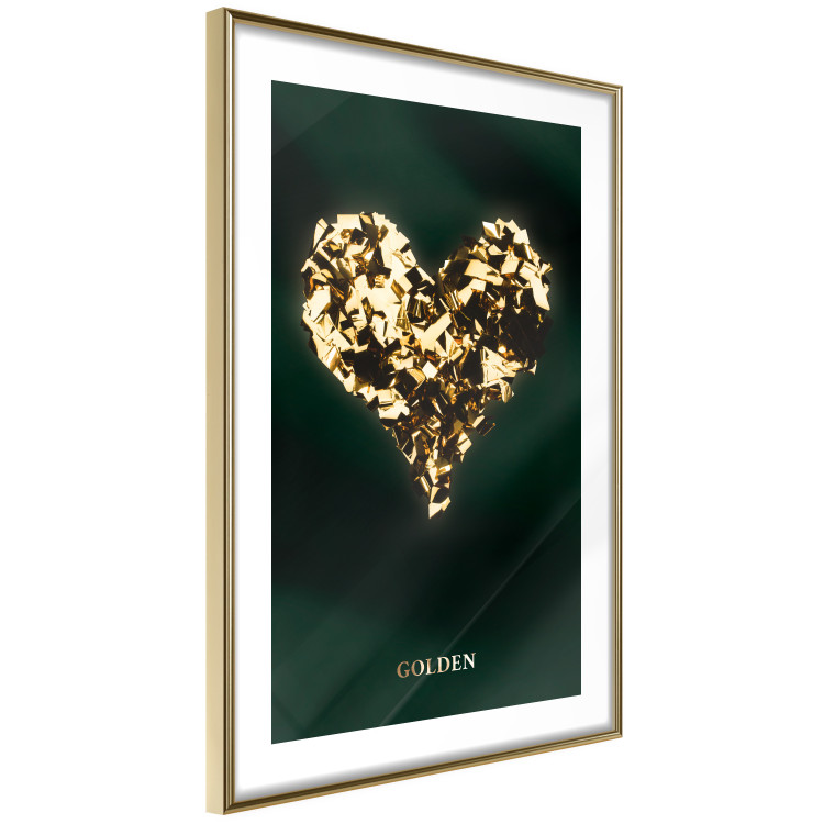 Wall Poster Unique Heart - golden heart composition and writings on a dark background 134450 additionalImage 7
