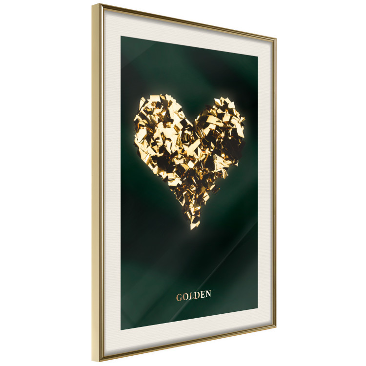 Wall Poster Unique Heart - golden heart composition and writings on a dark background 134450 additionalImage 3