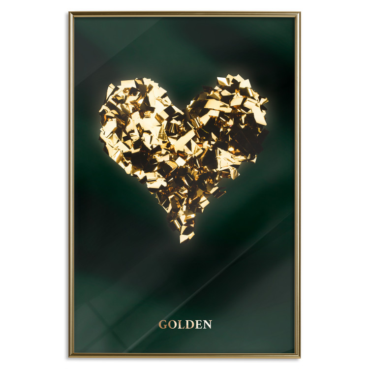 Wall Poster Unique Heart - golden heart composition and writings on a dark background 134450 additionalImage 17