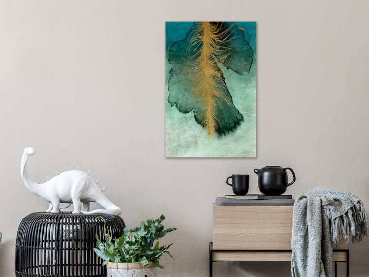 Canvas Art Print Celestial Composition (1-piece) Vertical - abstract leaf and feather 134950 additionalImage 3